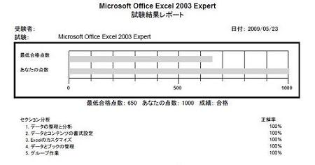 試験結果（Excel）